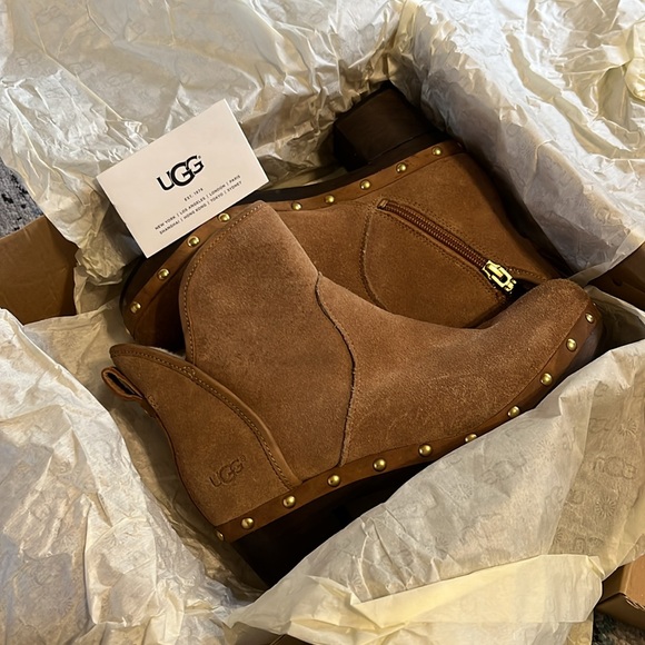 UGG Cam Il Chestnut Fur Lined Suede Ankle Boot Size 7 - Picture 3 of 16